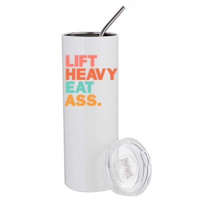 Lift Heavy Eat Ass Funny Adult Humor Workout Fitness Gym Stainless Steel Tumbler