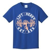 Lift Heavy Eat Ass Funny Adult Humor Workout Fitness Gym Gift Kids T-Shirt