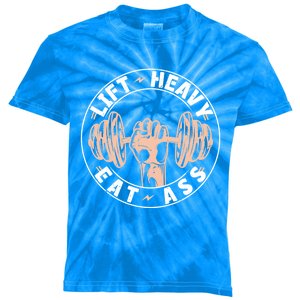 Lift Heavy Eat Ass Funny Adult Humor Workout Fitness Gym Gift Kids Tie-Dye T-Shirt