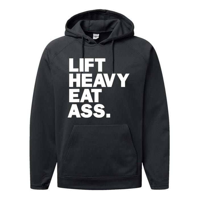 Lift Heavy Eat Ass Funny Adult Humor Workout Fitness Gym Performance Fleece Hoodie