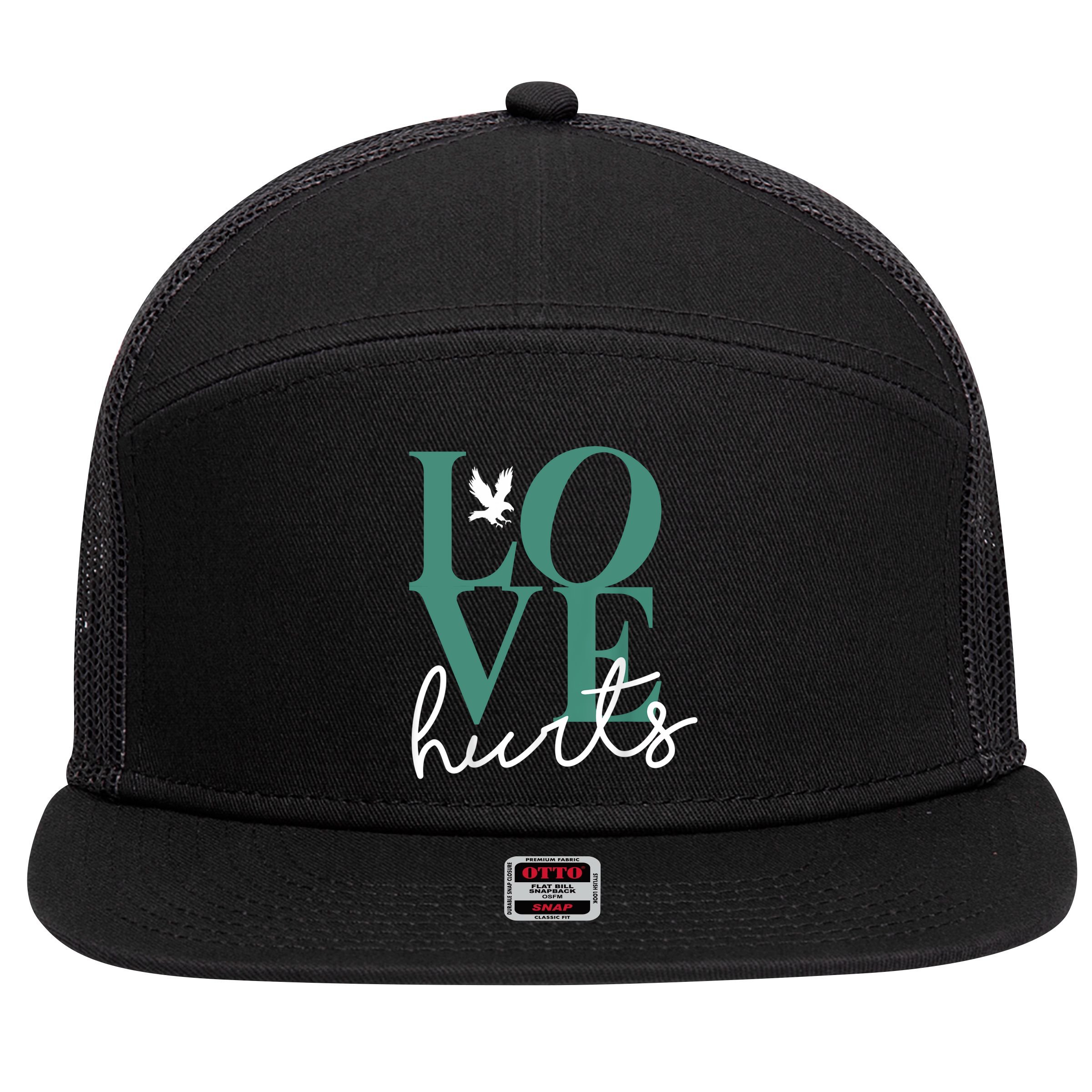 Love Hurts Eagle Retro 7 Panel Mesh Trucker Snapback Hat