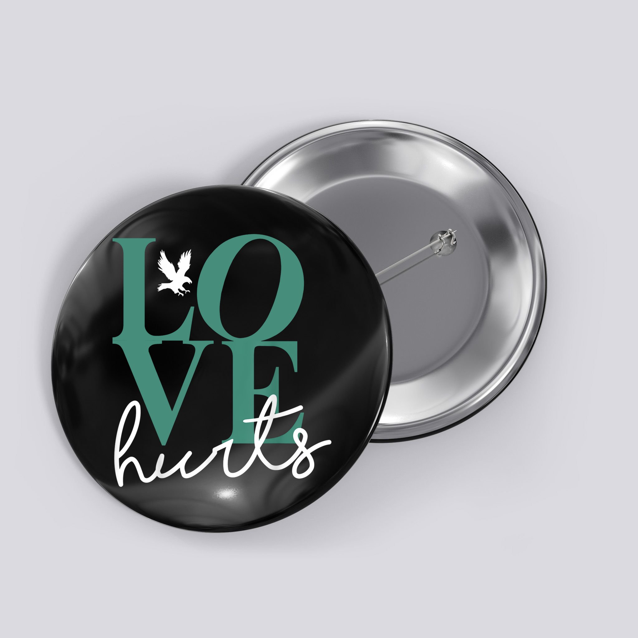 Love Hurts Eagle Retro Button