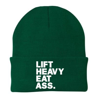 Lift Heavy Eat Ass Funny Adult Humor Workout Fitness Gym Knit Cap Winter Beanie