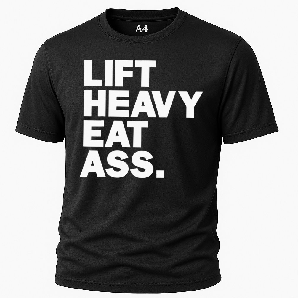 Lift Heavy Eat Ass Funny Adult Humor Workout Fitness Gym Performance Shirt