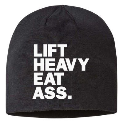 Lift Heavy Eat Ass Funny Adult Humor Workout Fitness Gym Sustainable Beanie