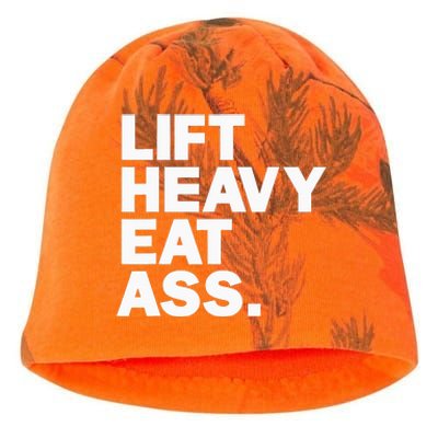 Lift Heavy Eat Ass Funny Adult Humor Workout Fitness Gym Kati - Camo Knit Beanie