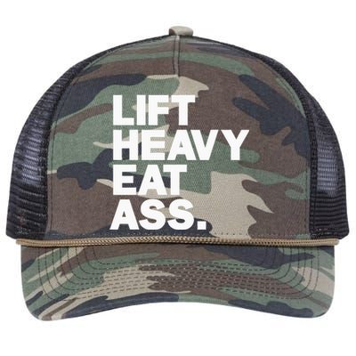 Lift Heavy Eat Ass Funny Adult Humor Workout Fitness Gym Retro Rope Trucker Hat Cap