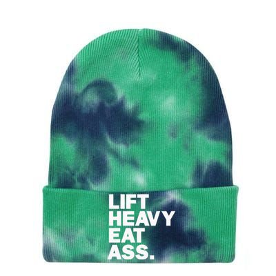 Lift Heavy Eat Ass Funny Adult Humor Workout Fitness Gym Tie Dye 12in Knit Beanie