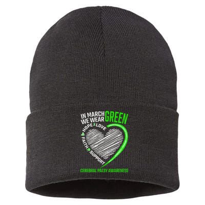 Love Hope Faith March We Wear Green Cerebral Palsy Awareness Sustainable Knit Beanie