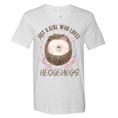 Loves Hedgehogs Forest Animal Cute Hedgehog  V-Neck T-Shirt