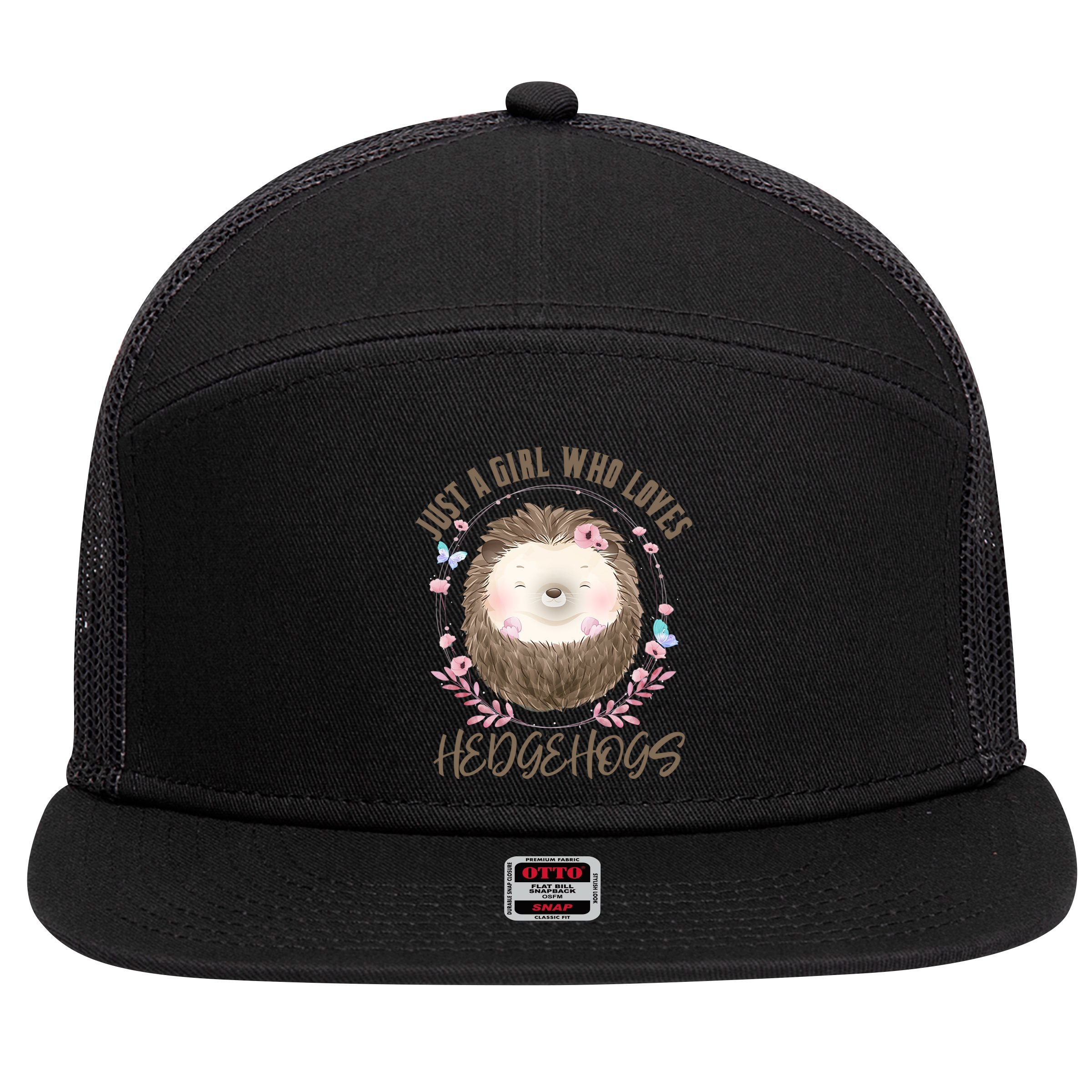Loves Hedgehogs Forest Animal Cute Hedgehog  7 Panel Mesh Trucker Snapback Hat