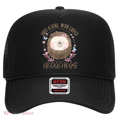 Loves Hedgehogs Forest Animal Cute Hedgehog  High Crown Mesh Back Trucker Hat
