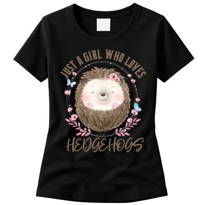 Loves Hedgehogs Forest Animal Cute Hedgehog  Womens T-Shirt
