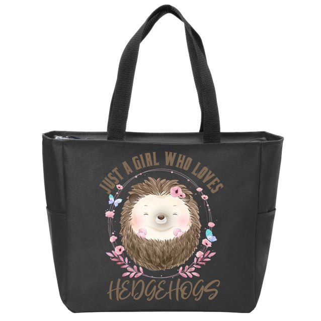 Loves Hedgehogs Forest Animal Cute Hedgehog  Zip Tote Bag