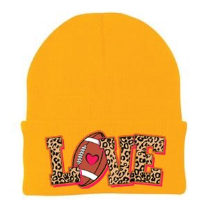 Love Heart Football Sports Fan Cute Leopard Print Knit Cap Winter Beanie