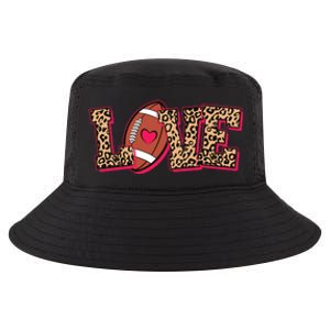 Love Heart Football Sports Fan Cute Leopard Print Cool Comfort Performance Bucket Hat