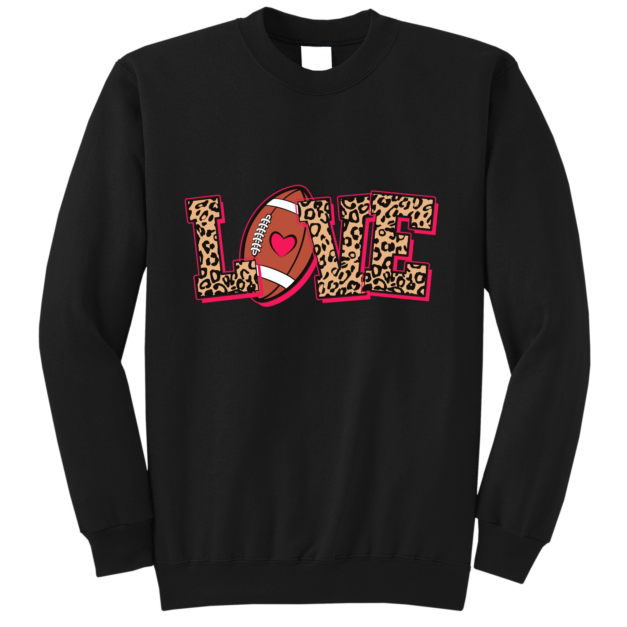 Love Heart Football Sports Fan Cute Leopard Print Sweatshirt