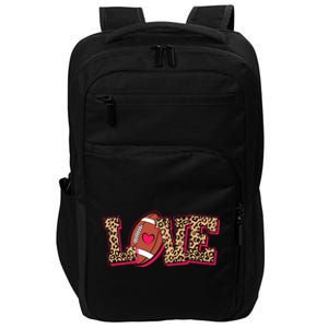 Love Heart Football Sports Fan Cute Leopard Print Impact Tech Backpack