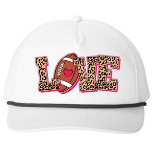 Love Heart Football Sports Fan Cute Leopard Print Snapback Five-Panel Rope Hat