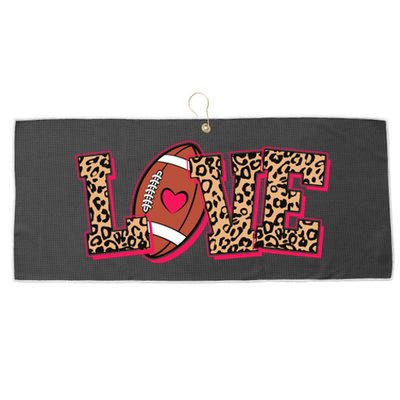 Love Heart Football Sports Fan Cute Leopard Print Large Microfiber Waffle Golf Towel