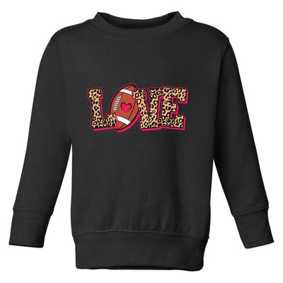 Love Heart Football Sports Fan Cute Leopard Print Toddler Sweatshirt