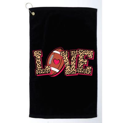 Love Heart Football Sports Fan Cute Leopard Print Platinum Collection Golf Towel