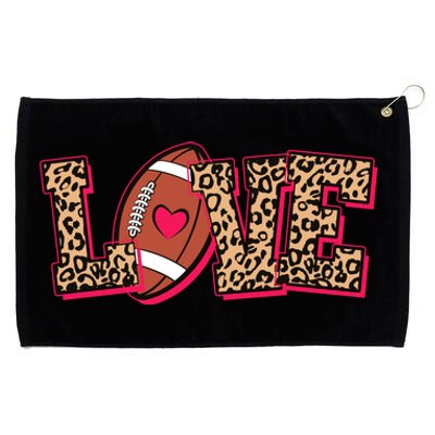 Love Heart Football Sports Fan Cute Leopard Print Grommeted Golf Towel