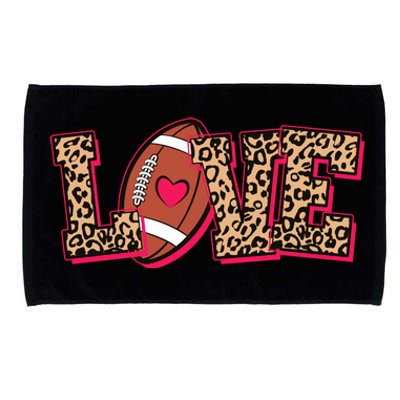 Love Heart Football Sports Fan Cute Leopard Print Microfiber Hand Towel