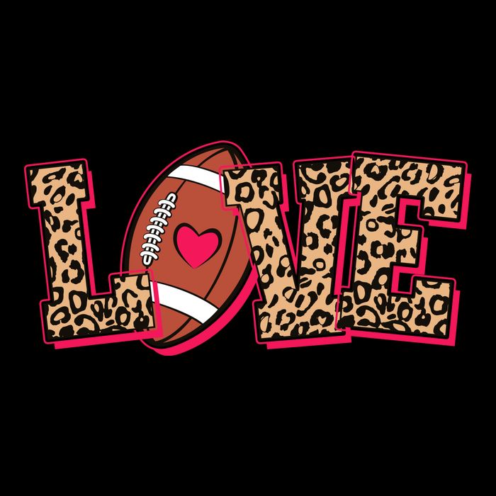Love Heart Football Sports Fan Cute Leopard Print Women's Crop Top Tee