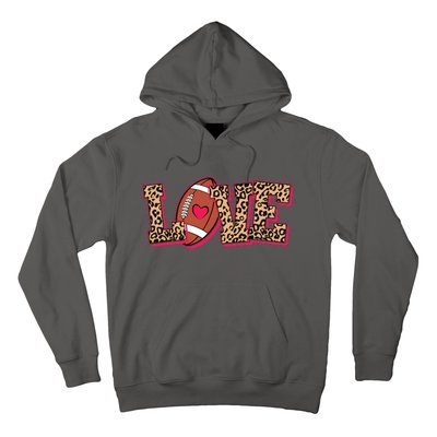 Love Heart Football Sports Fan Cute Leopard Print Hoodie