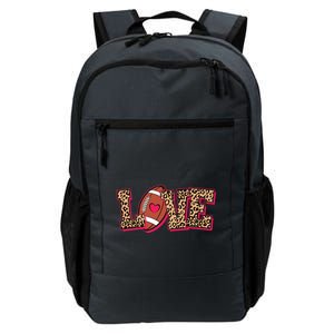 Love Heart Football Sports Fan Cute Leopard Print Daily Commute Backpack