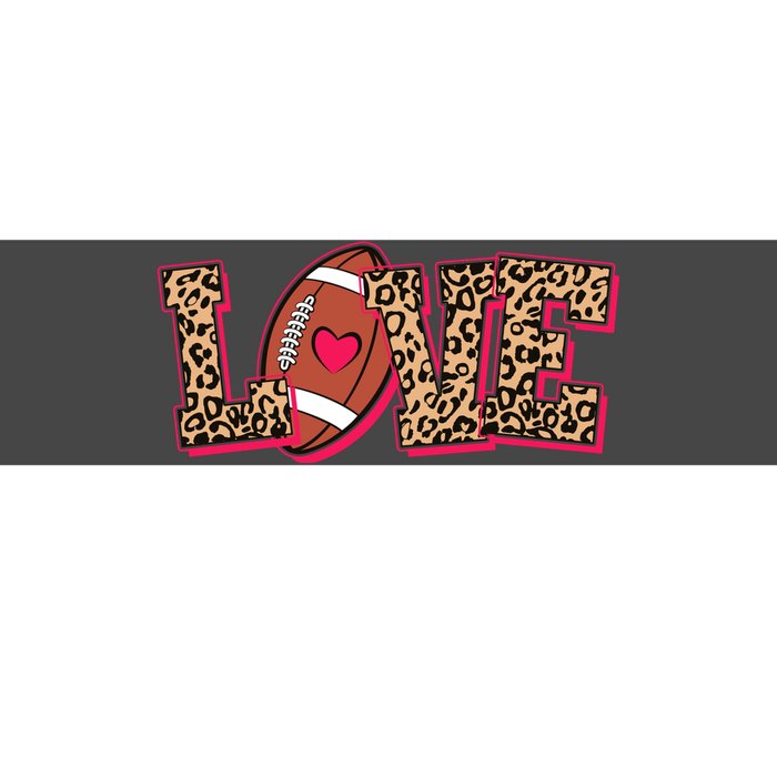 Love Heart Football Sports Fan Cute Leopard Print Bumper Sticker