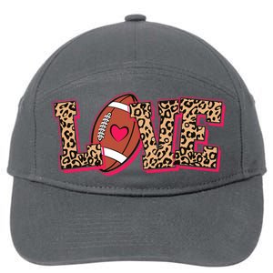 Love Heart Football Sports Fan Cute Leopard Print 7-Panel Snapback Hat