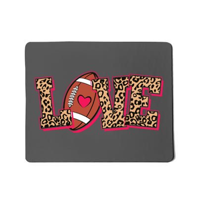 Love Heart Football Sports Fan Cute Leopard Print Mousepad