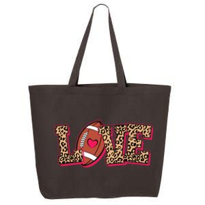 Love Heart Football Sports Fan Cute Leopard Print 25L Jumbo Tote