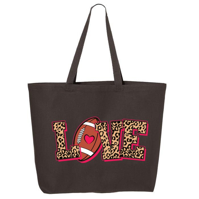 Love Heart Football Sports Fan Cute Leopard Print 25L Jumbo Tote