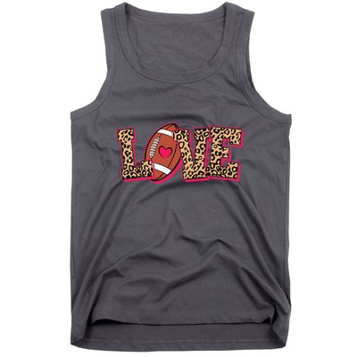 Love Heart Football Sports Fan Cute Leopard Print Tank Top