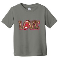Love Heart Football Sports Fan Cute Leopard Print Toddler T-Shirt