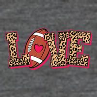 Love Heart Football Sports Fan Cute Leopard Print Toddler T-Shirt