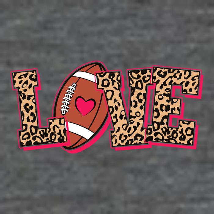 Love Heart Football Sports Fan Cute Leopard Print Toddler T-Shirt