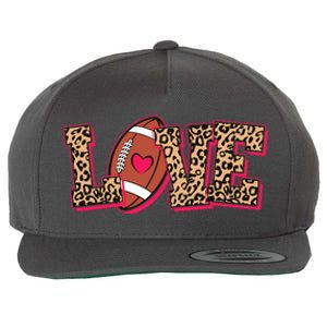 Love Heart Football Sports Fan Cute Leopard Print Wool Snapback Cap