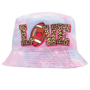 Love Heart Football Sports Fan Cute Leopard Print Tie-Dyed Bucket Hat