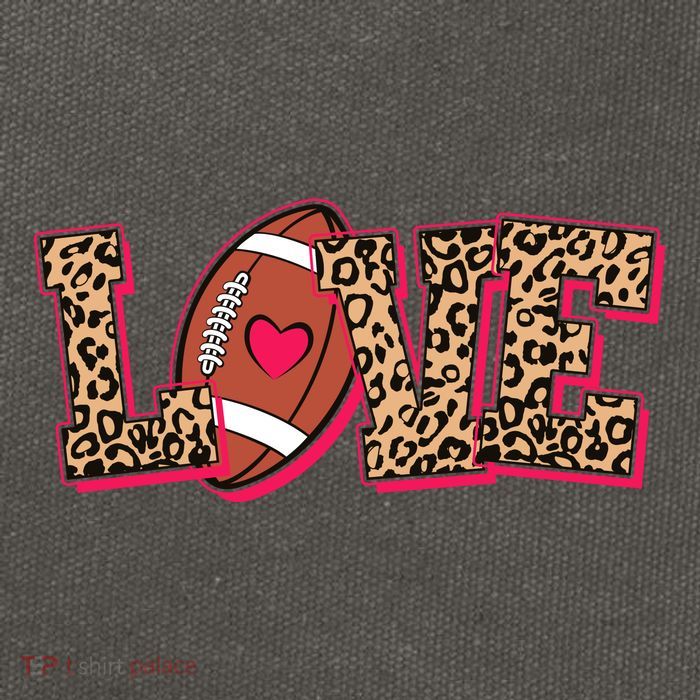 Love Heart Football Sports Fan Cute Leopard Print Cotton Canvas Backpack