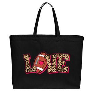 Love Heart Football Sports Fan Cute Leopard Print Cotton Canvas Jumbo Tote