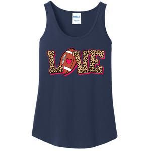 Love Heart Football Sports Fan Cute Leopard Print Ladies Essential Tank