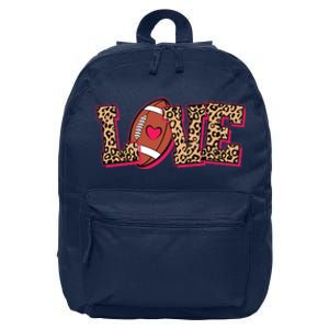 Love Heart Football Sports Fan Cute Leopard Print 16 in Basic Backpack