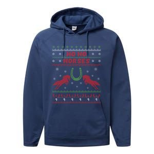 Love Horses Funny Christmas Santa Ugly Christmas Gift Performance Fleece Hoodie