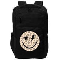 Leopard Happy Face Funny Retro Groovy Smile Face Meme Trendy Impact Tech Backpack