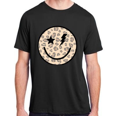 Leopard Happy Face Funny Retro Groovy Smile Face Meme Trendy Adult ChromaSoft Performance T-Shirt