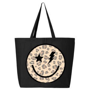 Leopard Happy Face Funny Retro Groovy Smile Face Meme Trendy 25L Jumbo Tote